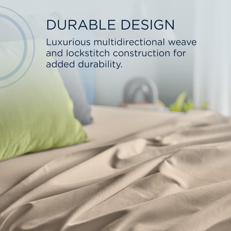 Tempur-Pedic TEMPUR Luxe Egyptian Cotton Sheet Set Sandstone - Twin - Image 4